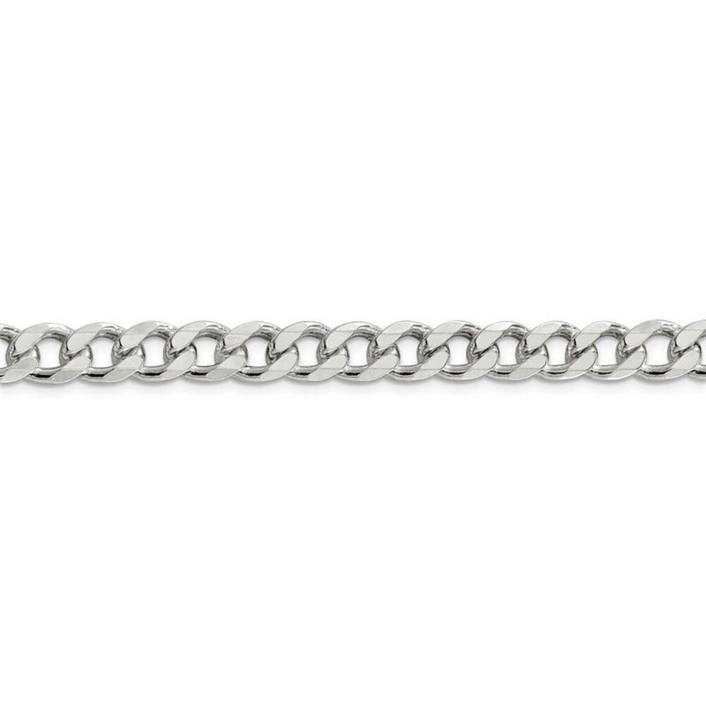 Men's 8mm, Sterling Silver Solid Pave Curb Chain Bracelet, 8 Inch - Picture 2 of 6